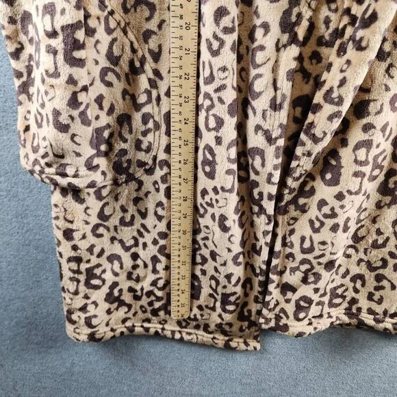 UGG Miranda Double Face Fleece Hooded Robe Women's M Live Oak Leopard Pockets - Picture 11 of 15